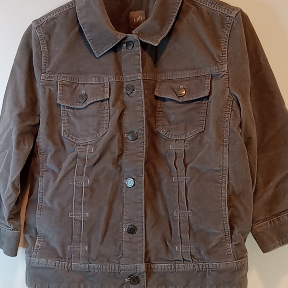 J Jill Gray Corduroy Button Up Jacket Women's Sz Medium Petite Gray EUC NICE! - Picture 6 of 12